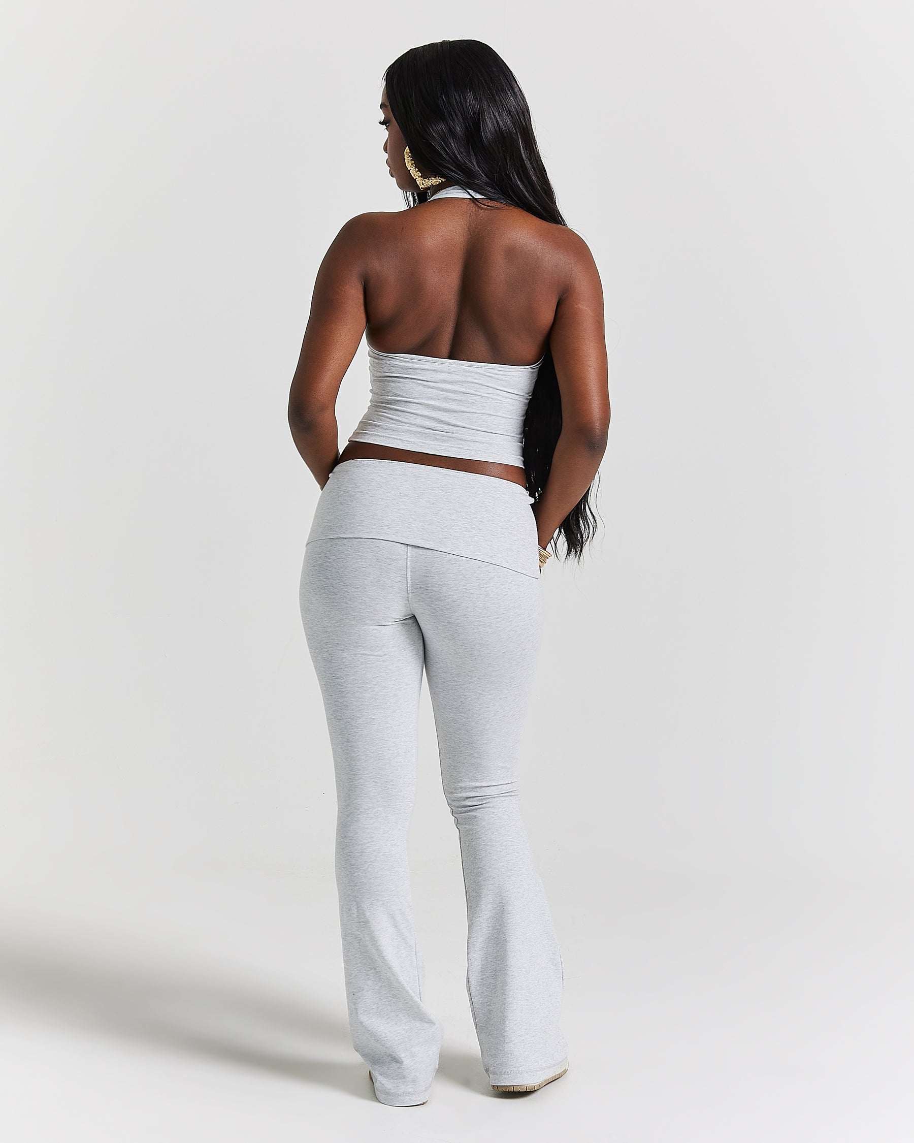 Poise Halter Neck Top - Light Grey/Black