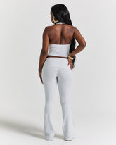 Poise Fold Over Flare Leggings - Light Grey/Black