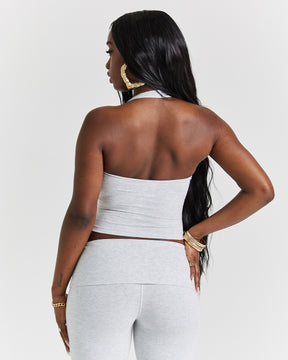 Poise Halter Neck Top - Light Grey/Black