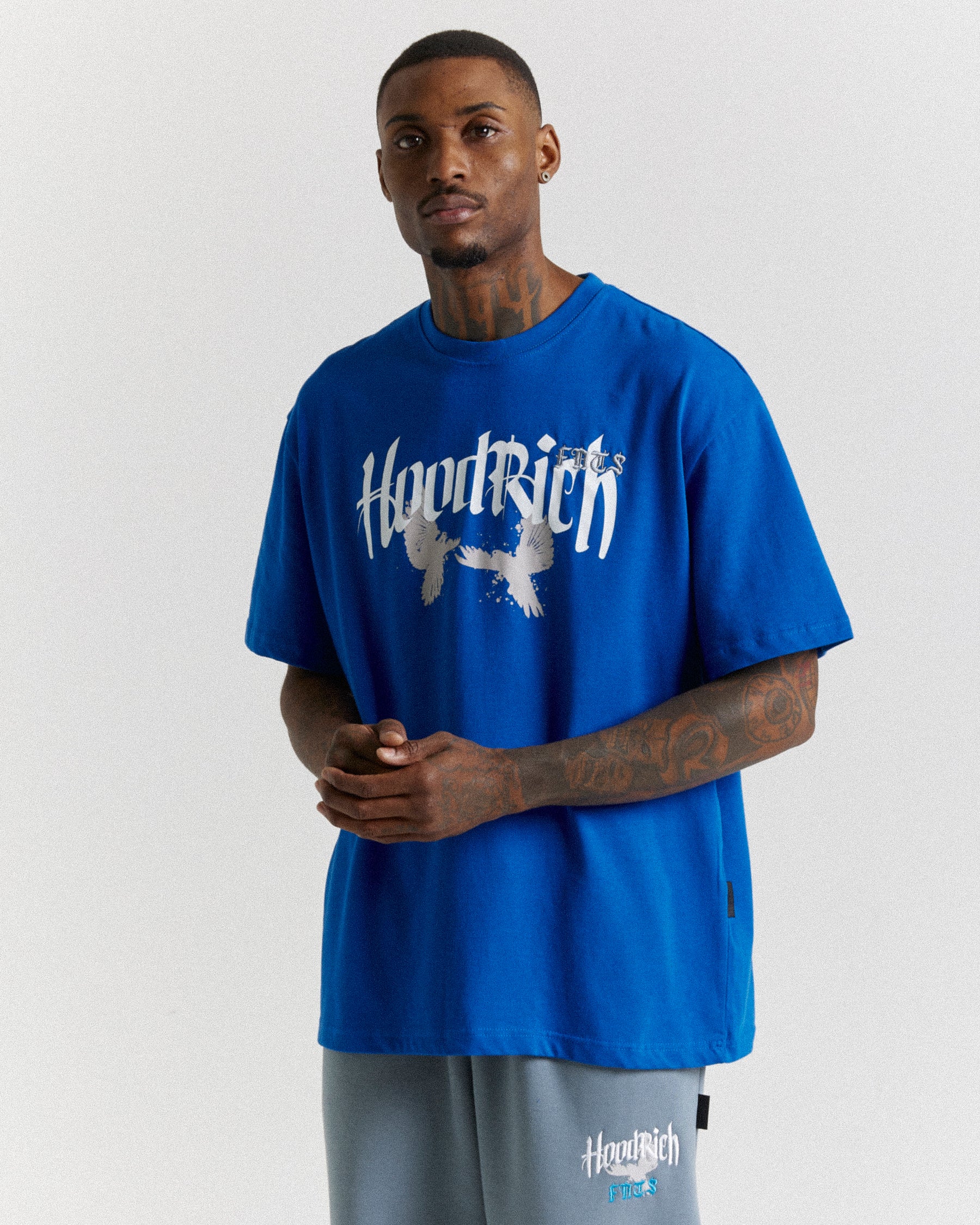 Rise Oversized T-Shirt - Blue/White/Grey