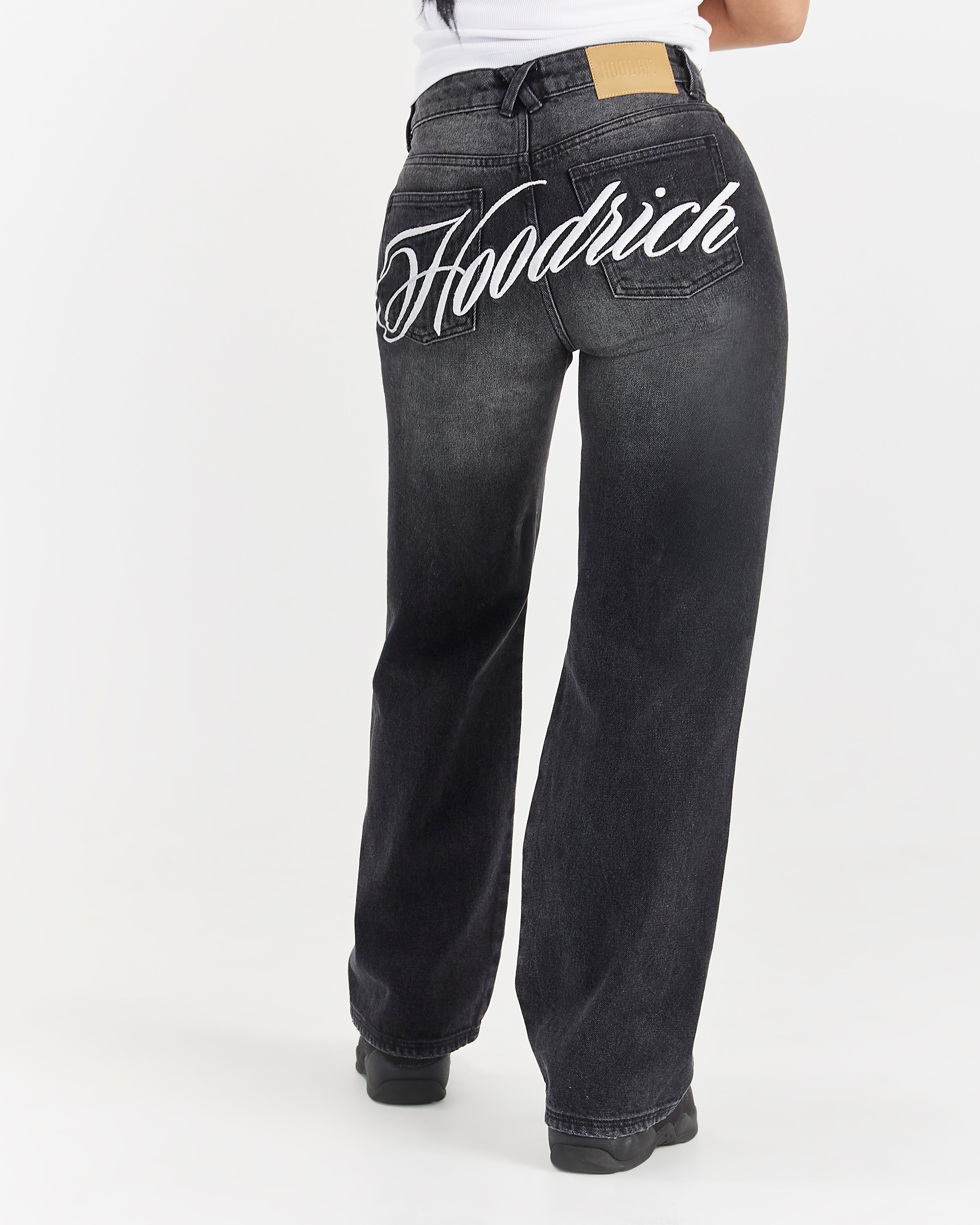 Script Wide Leg Jeans - Black Wash