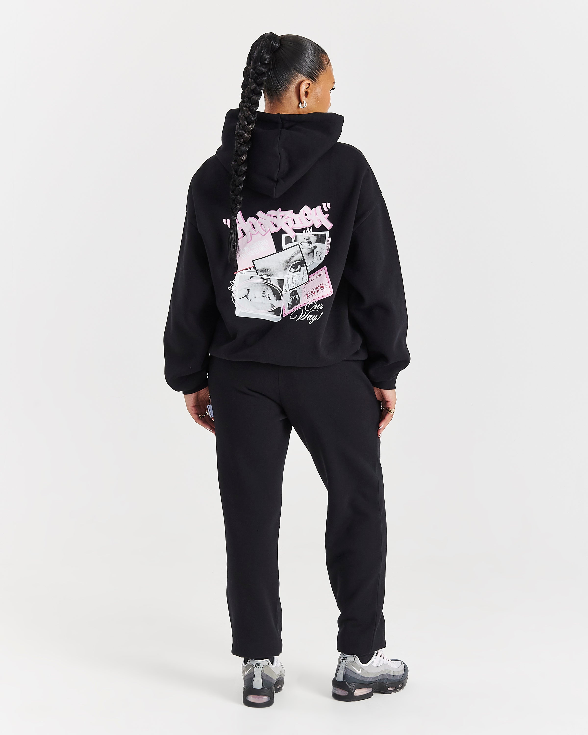 Fray Joggers - Black/Pink