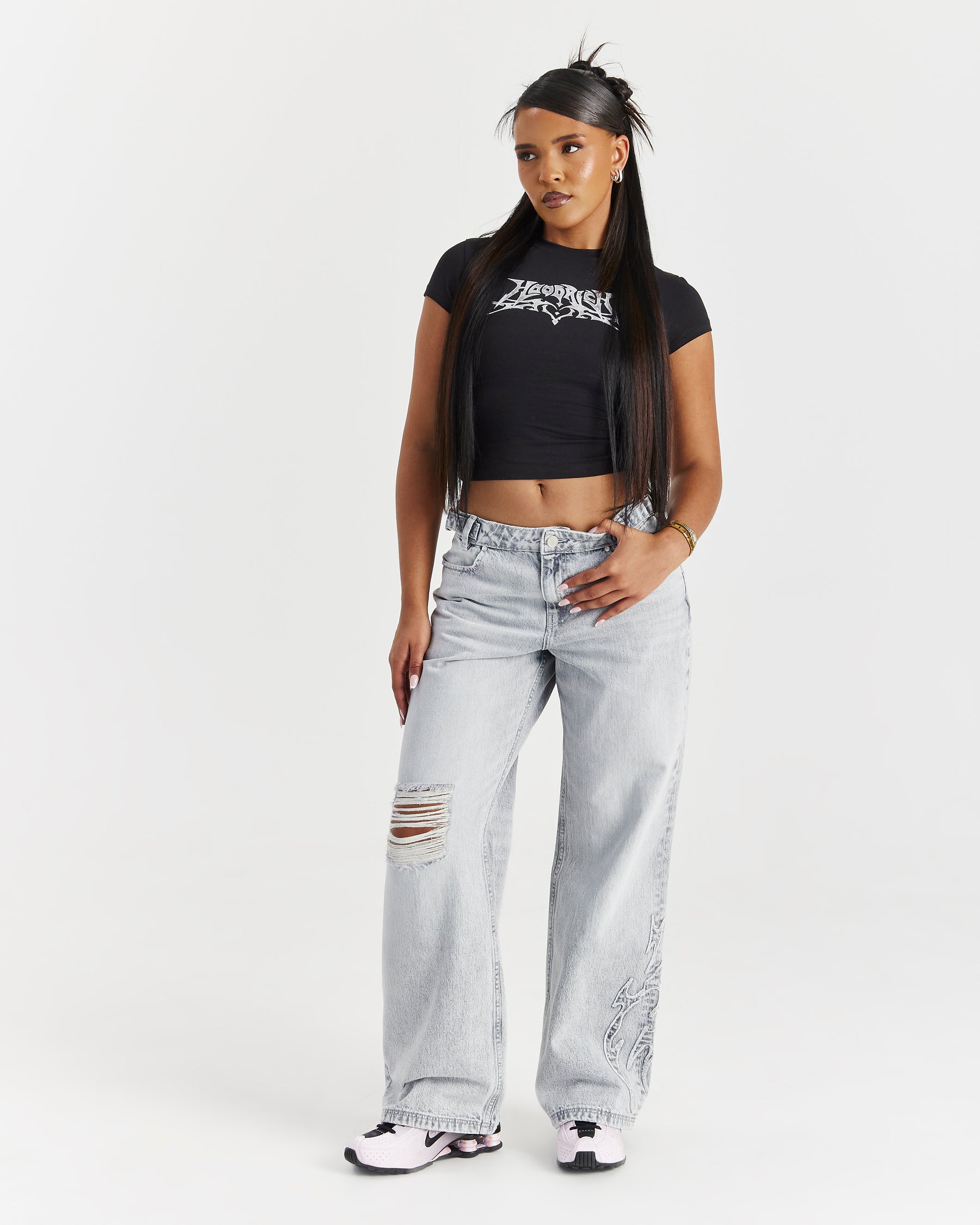 Spark Wide Leg Jeans - Light Grey Wash