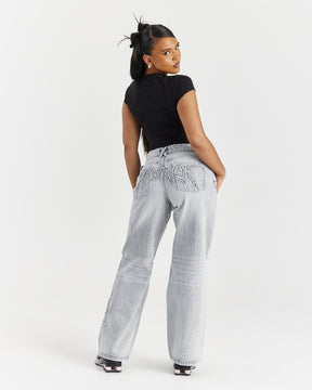 Spark Wide Leg Jeans - Light Grey Wash