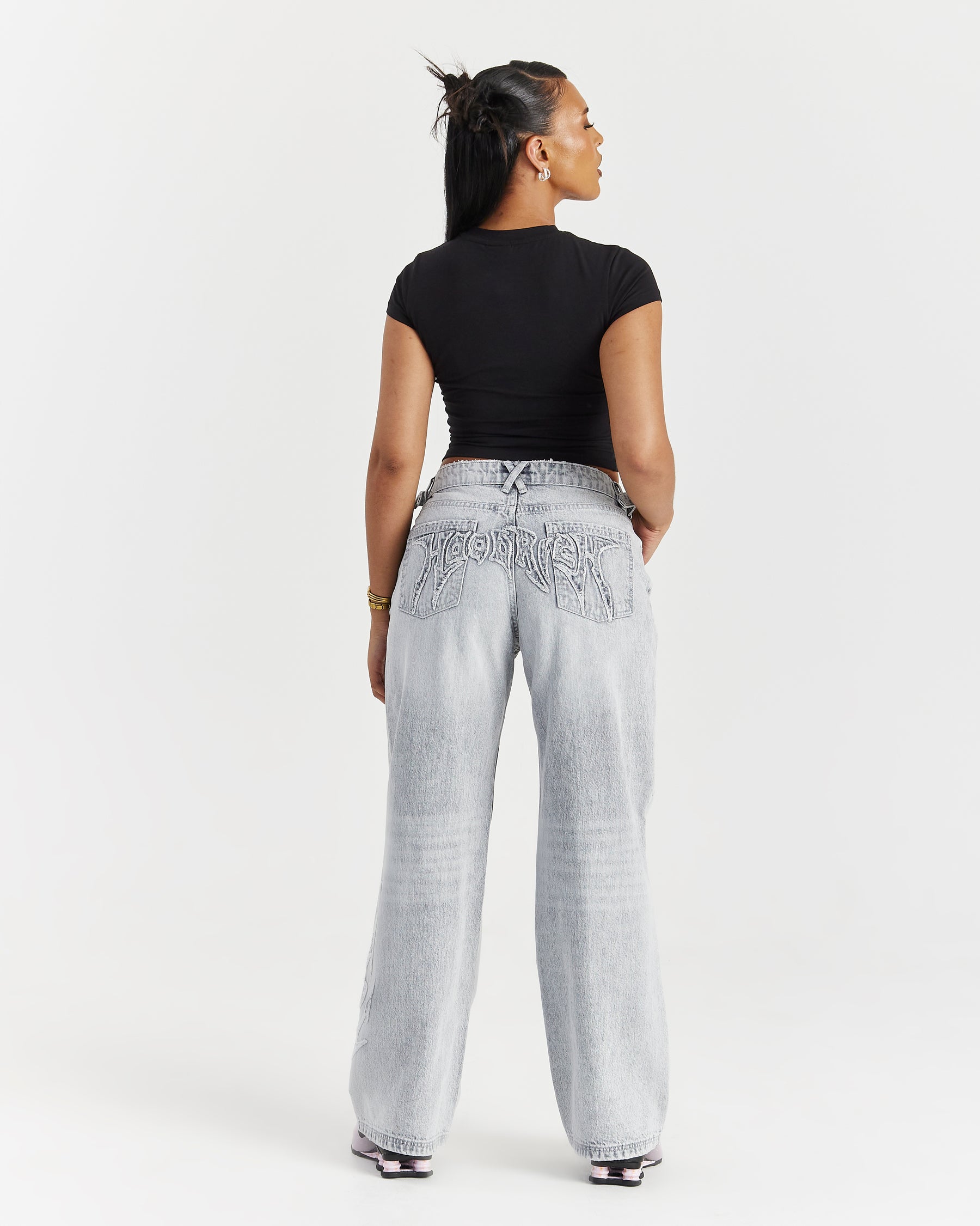 Spark Wide Leg Jeans - Light Grey Wash