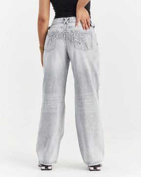 Spark Wide Leg Jeans - Light Grey Wash