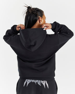 Lustre Oversized Zip Hoodie - Black/Rhinestone