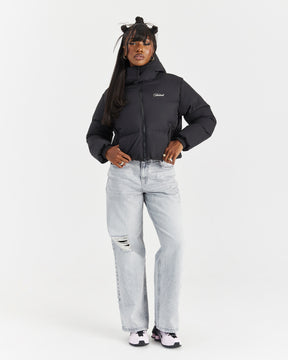 Script Hugo Cropped Puffer - Black/Silver