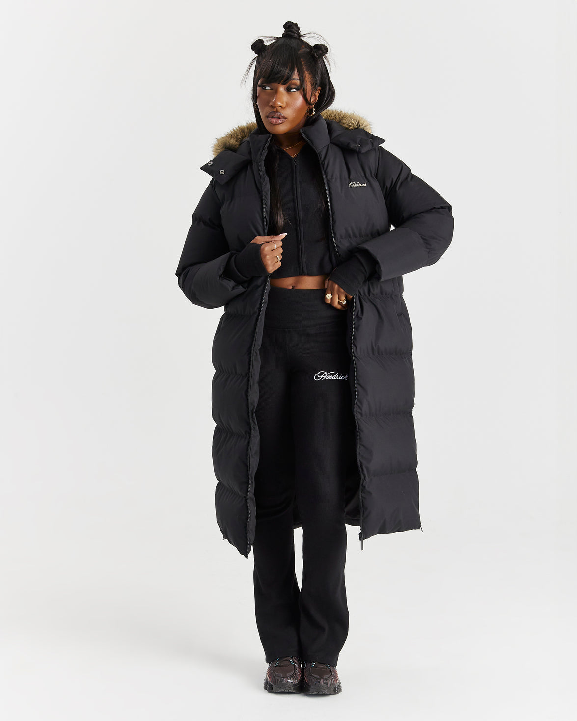 Script Hugo Longline Puffer - Black/Silver/Fur