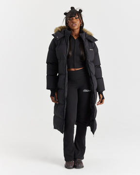 Script Hugo Longline Puffer - Black/Silver/Fur