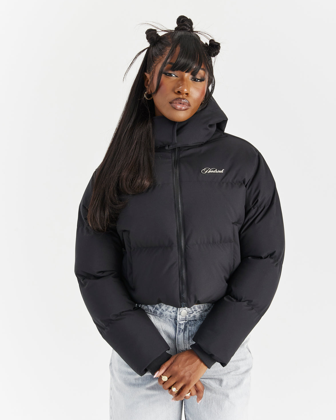 Script Hugo Cropped Puffer - Black/Silver