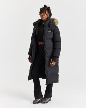 Script Hugo Longline Puffer - Black/Silver/Fur