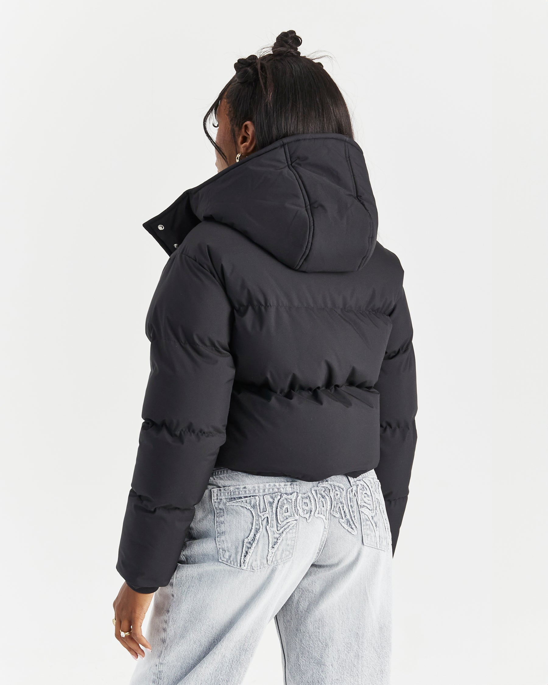 Script Hugo Cropped Puffer - Black/Silver