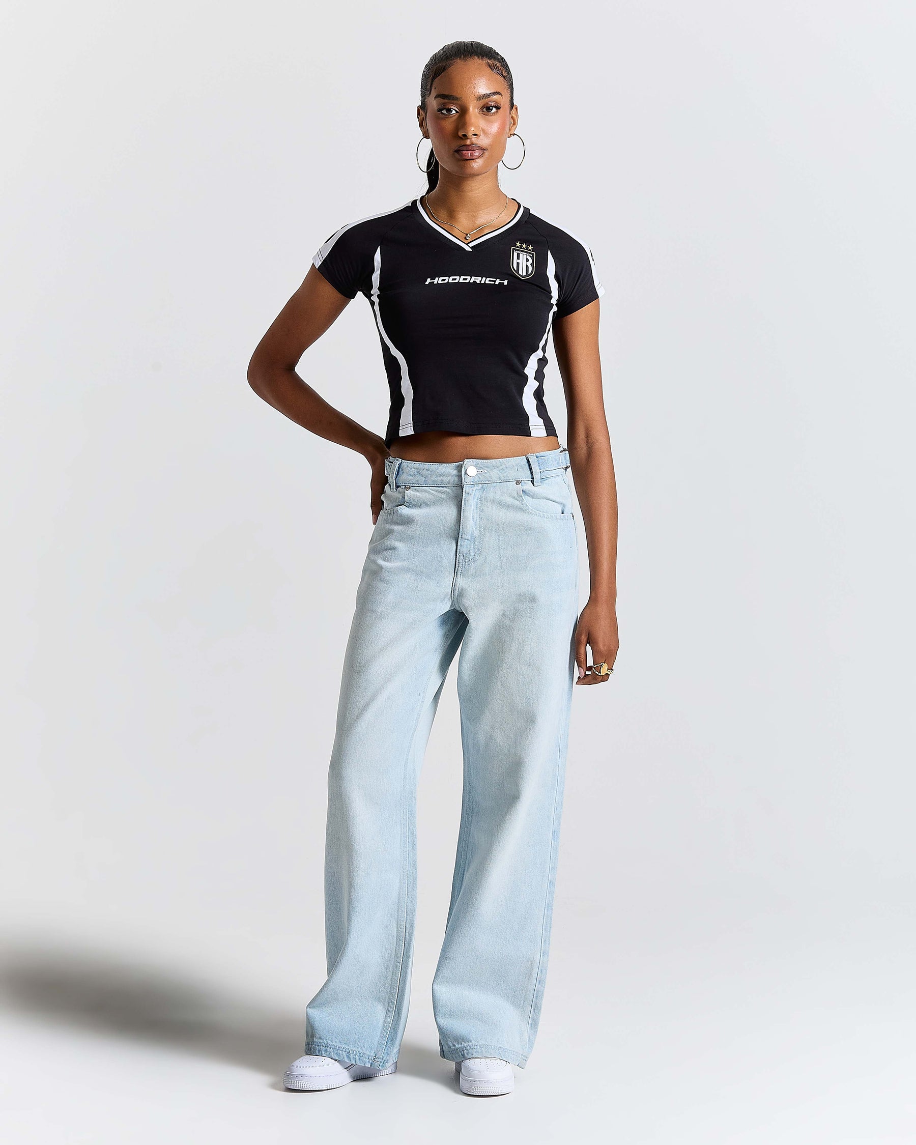 Solace Wide Leg Jeans - Bleached Blue/White