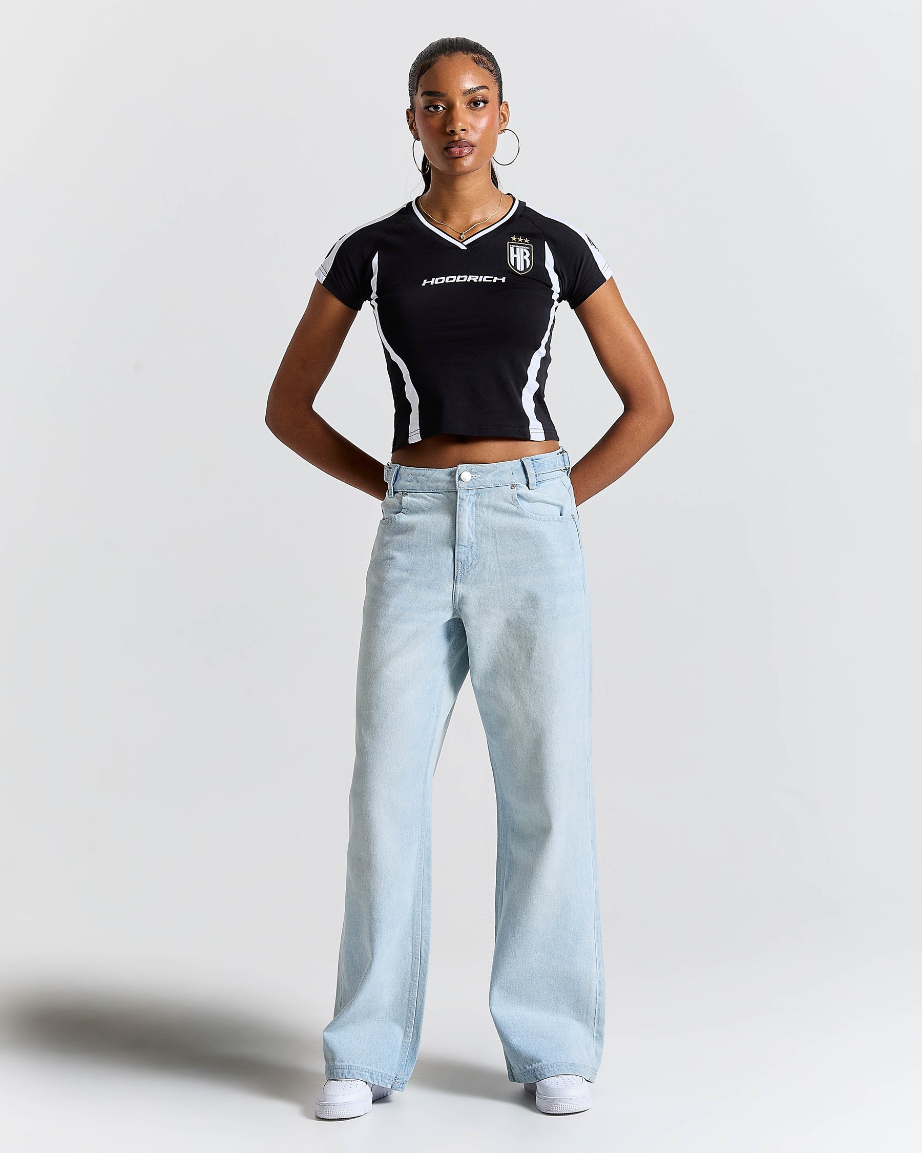 Solace Wide Leg Jeans - Bleached Blue/White