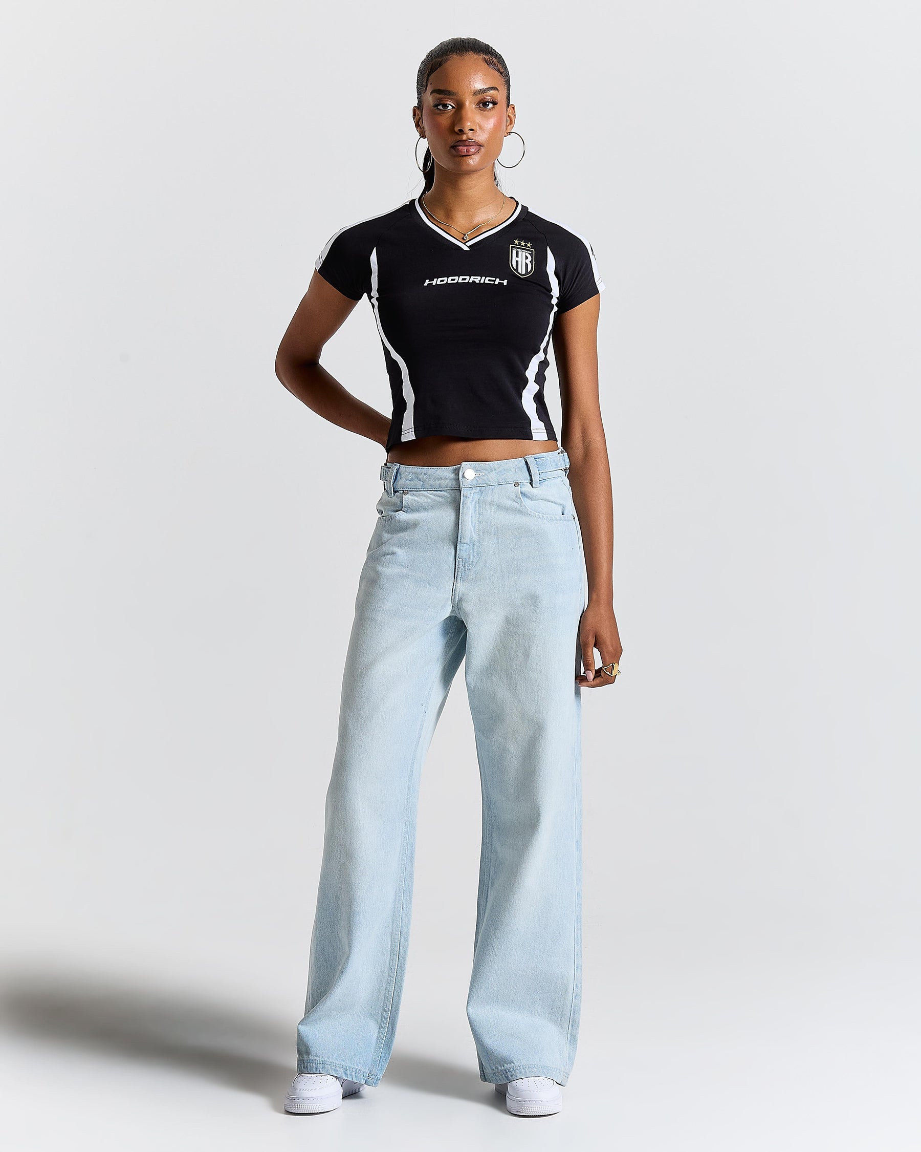 Solace Wide Leg Jeans - Bleached Blue/White