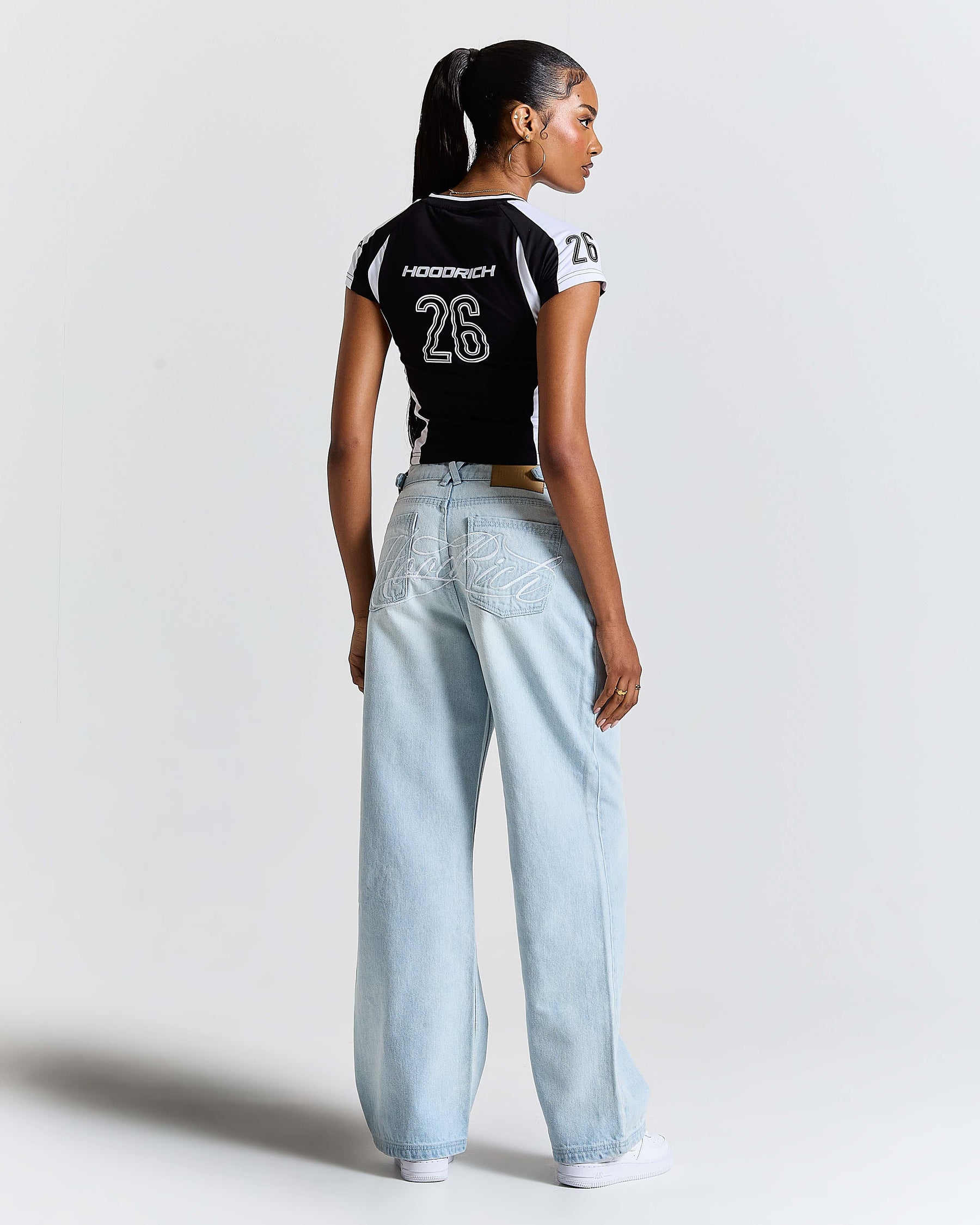 Solace Wide Leg Jeans - Bleached Blue/White