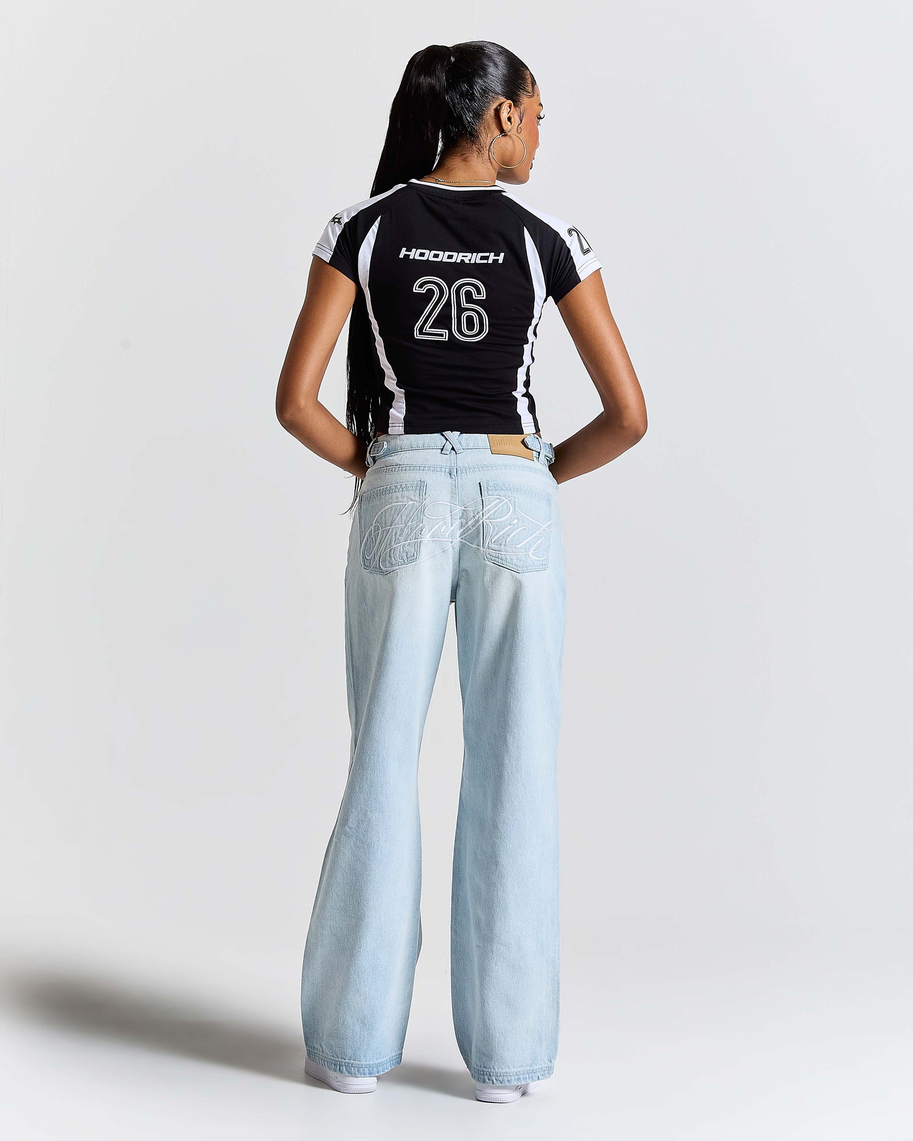 Solace Wide Leg Jeans - Bleached Blue/White