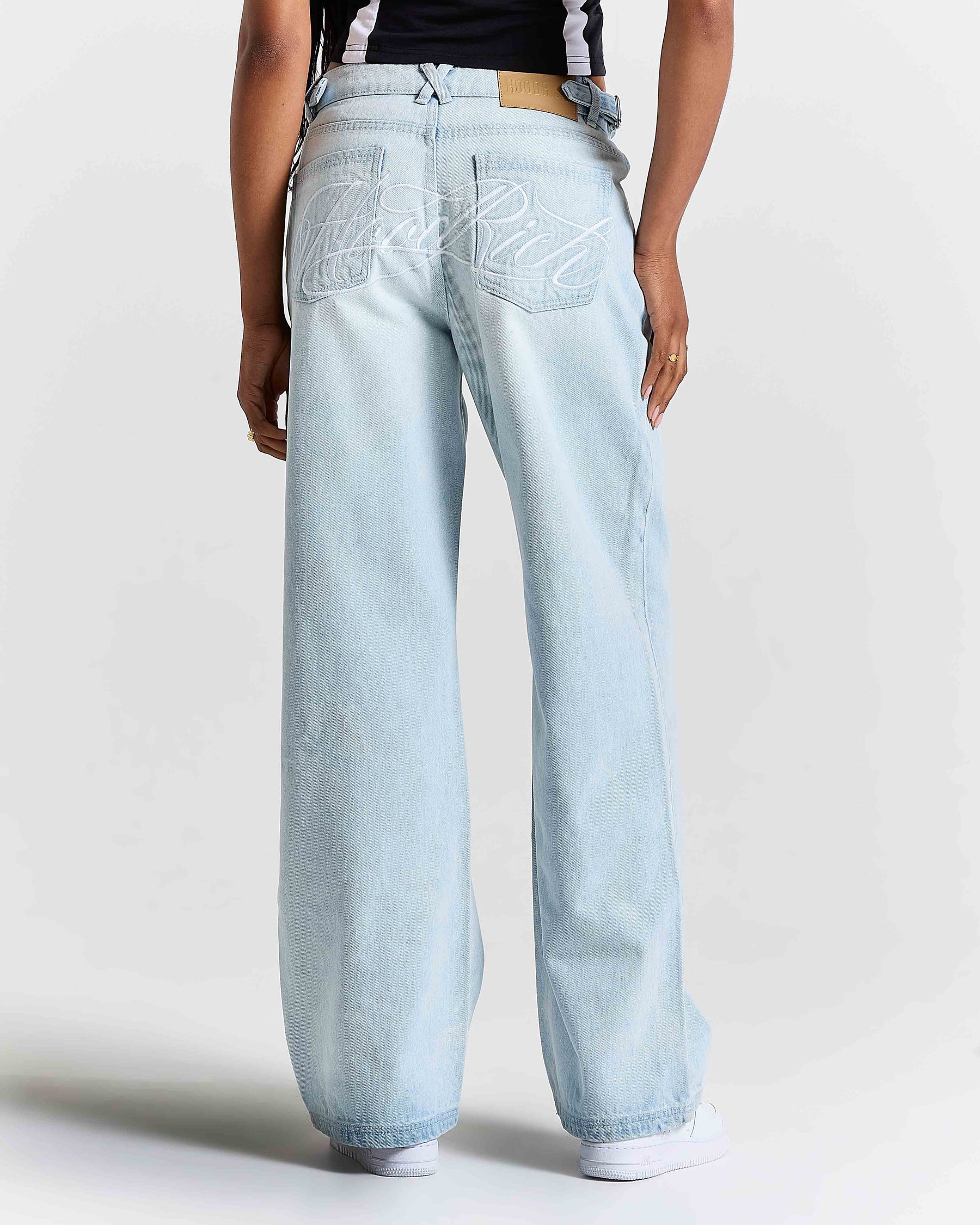 Solace Wide Leg Jeans - Bleached Blue/White