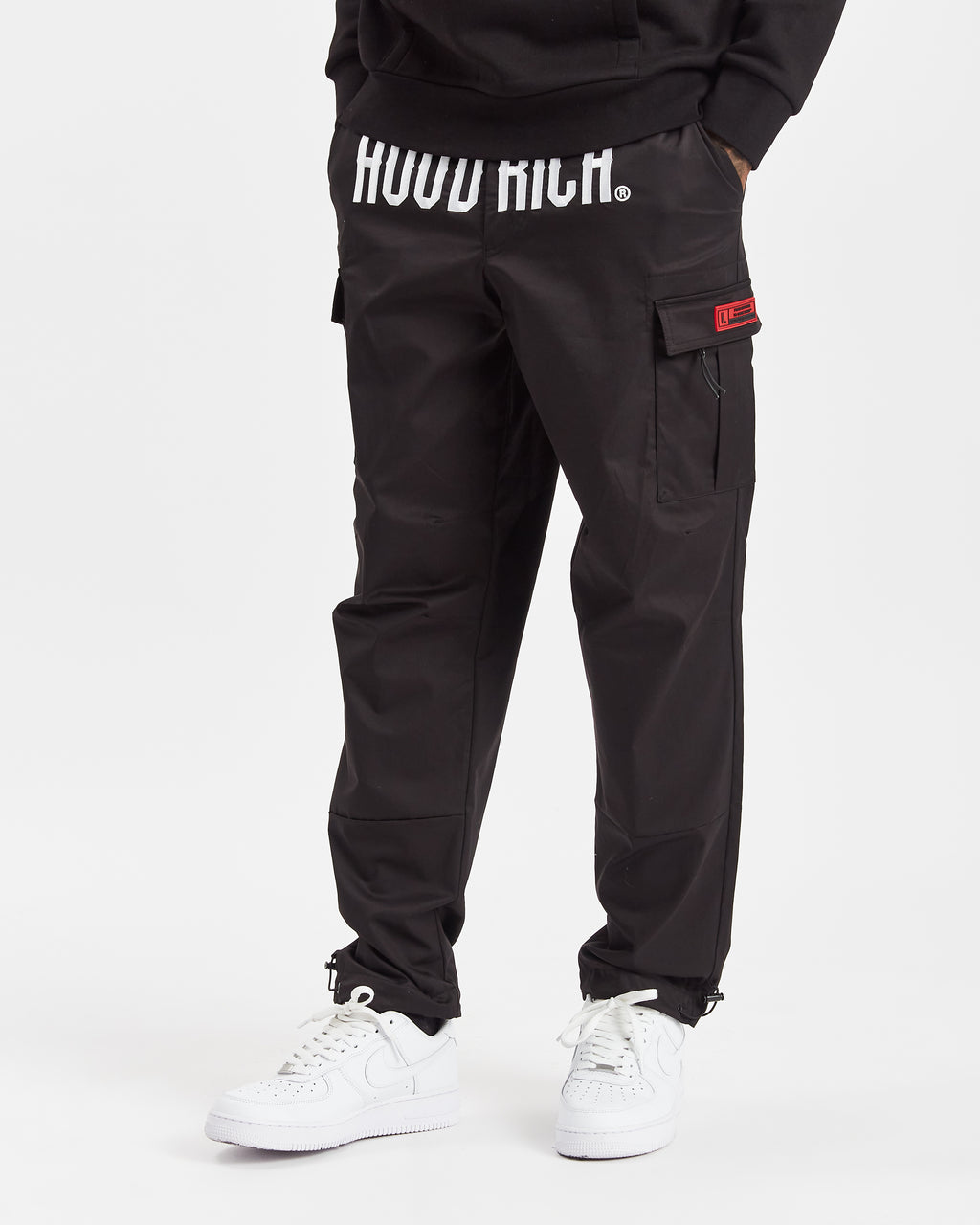 OG Trek Woven Cargo Pants | Black/White/Red | Hoodrich Men's